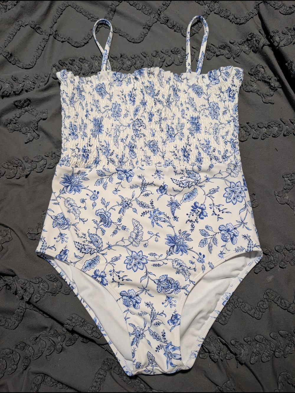 Janie and Jack White One-Piece with Blue Floral Print